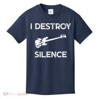 Funny Bass Guitar I Destroy Silence Kids T-Shirt thumb 0