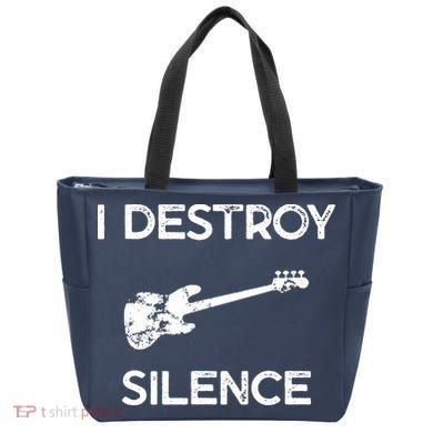 Funny Bass Guitar I Destroy Silence Tote Bag