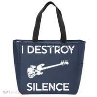 Funny Bass Guitar I Destroy Silence Tote Bag thumb 0
