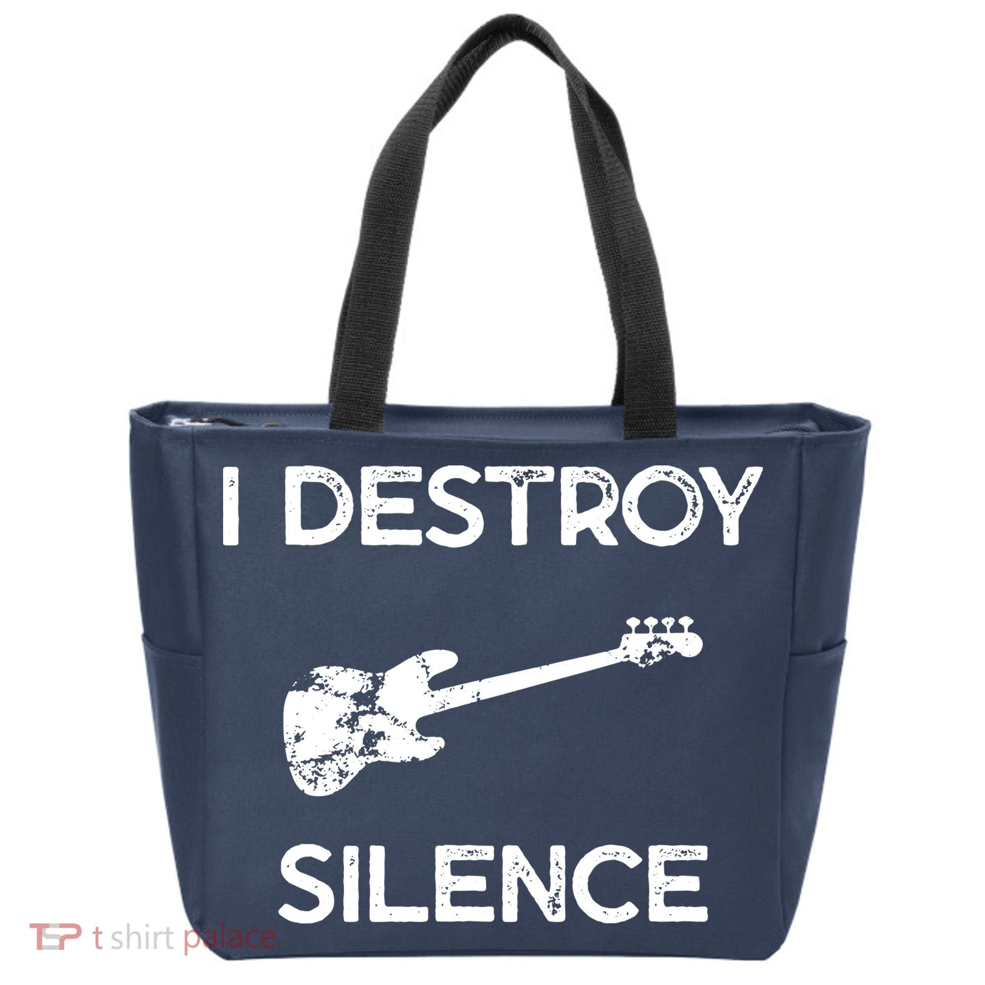Funny Bass Guitar I Destroy Silence Tote Bag