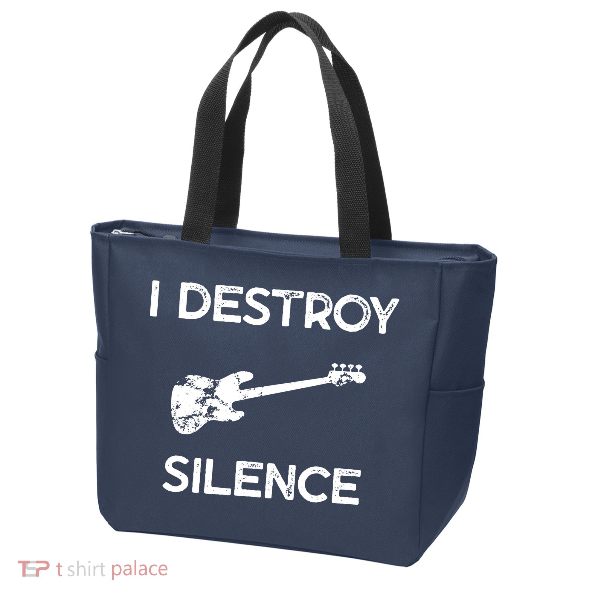 Funny Bass Guitar I Destroy Silence Tote Bag