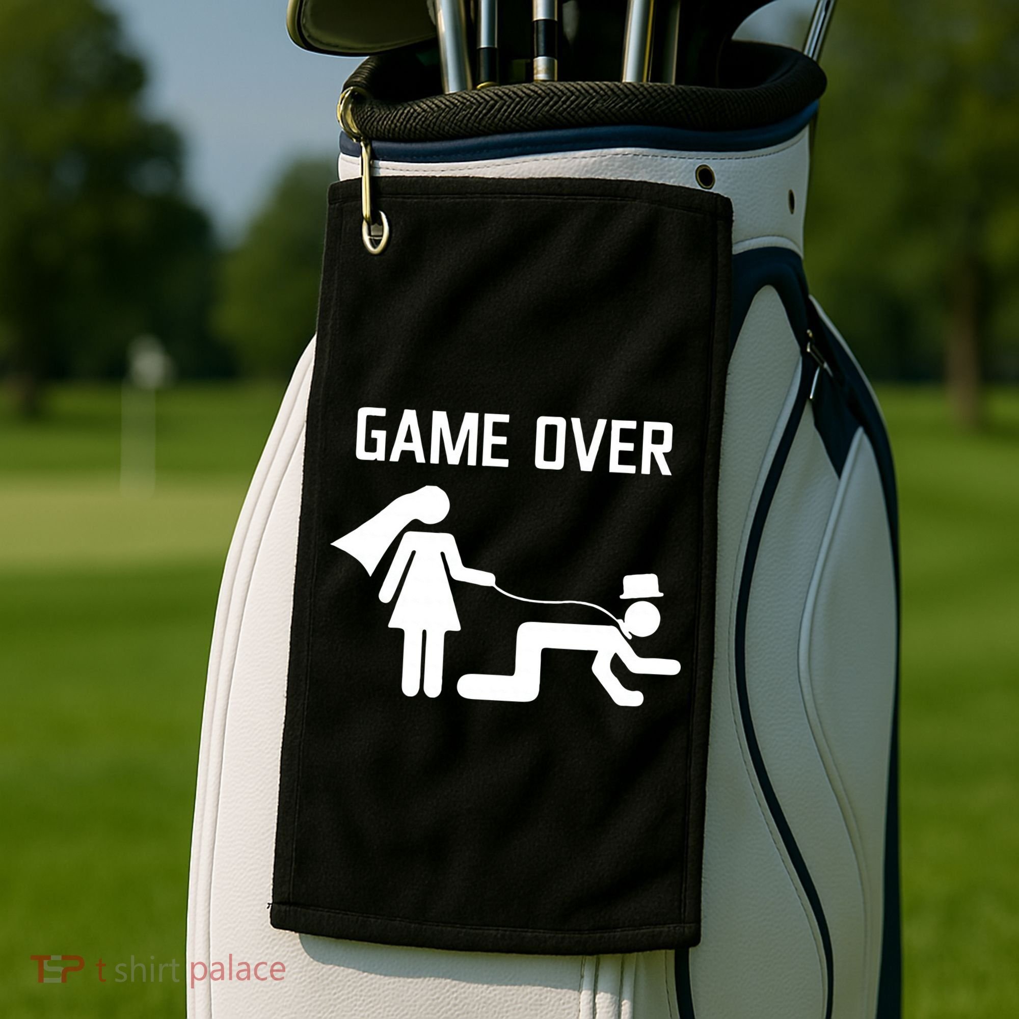 Funny Bride Groom Wedding Bachelor Bachelorette Party Golf Towel