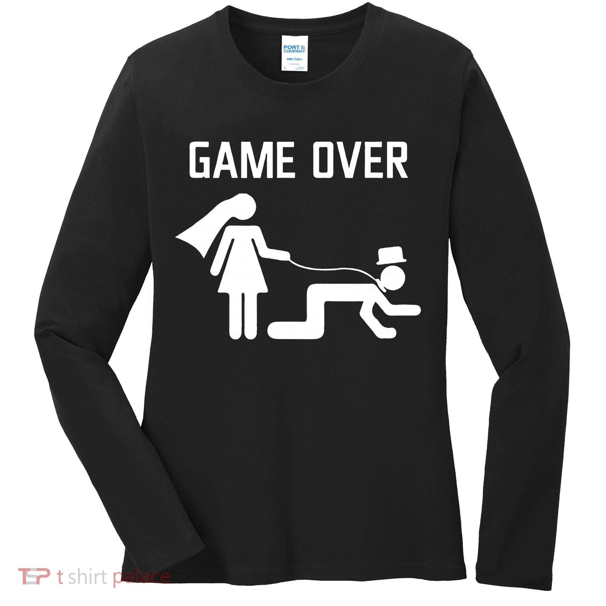 Funny Bride Groom Wedding Bachelor Bachelorette Party Women's Long Sleeve Shirt