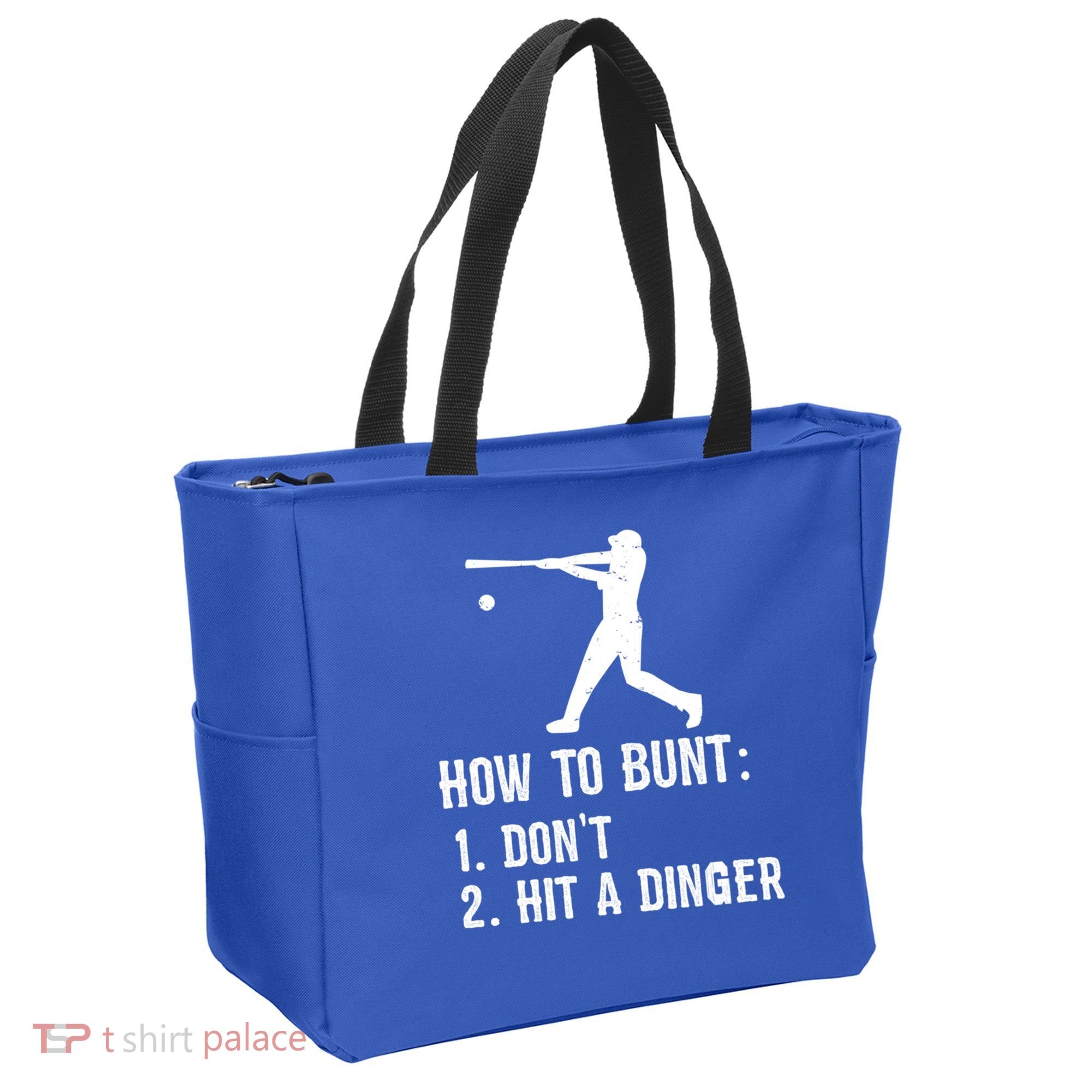 Funny Baseball Hitter Player How To Bunt DonT Hit A Dinger Gift Tote Bag