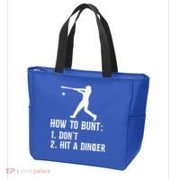Funny Baseball Hitter Player How To Bunt DonT Hit A Dinger Gift Tote Bag thumb 3