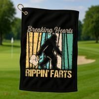 Funny Breaking Hearts Ripping Farts Sasquatch Bigfoot Golf Towel thumb 1