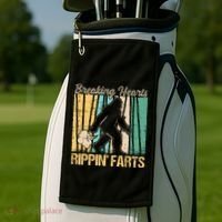Funny Breaking Hearts Ripping Farts Sasquatch Bigfoot Golf Towel thumb 2