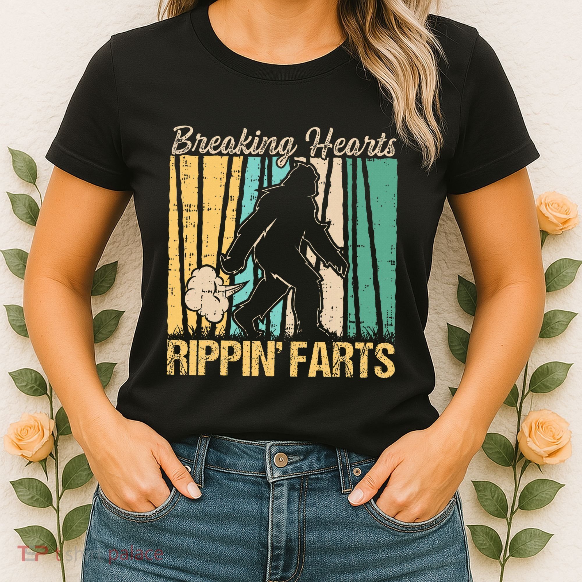 Funny Breaking Hearts Ripping Farts Sasquatch Bigfoot Women's T-Shirt