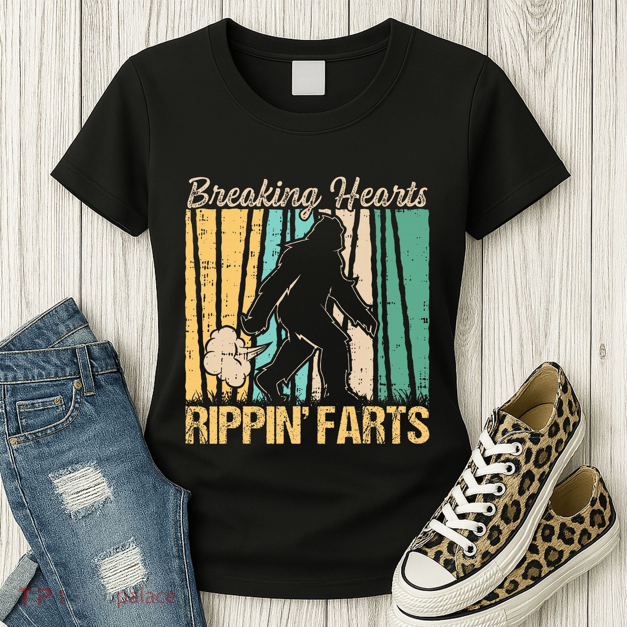 Funny Breaking Hearts Ripping Farts Sasquatch Bigfoot Women's T-Shirt