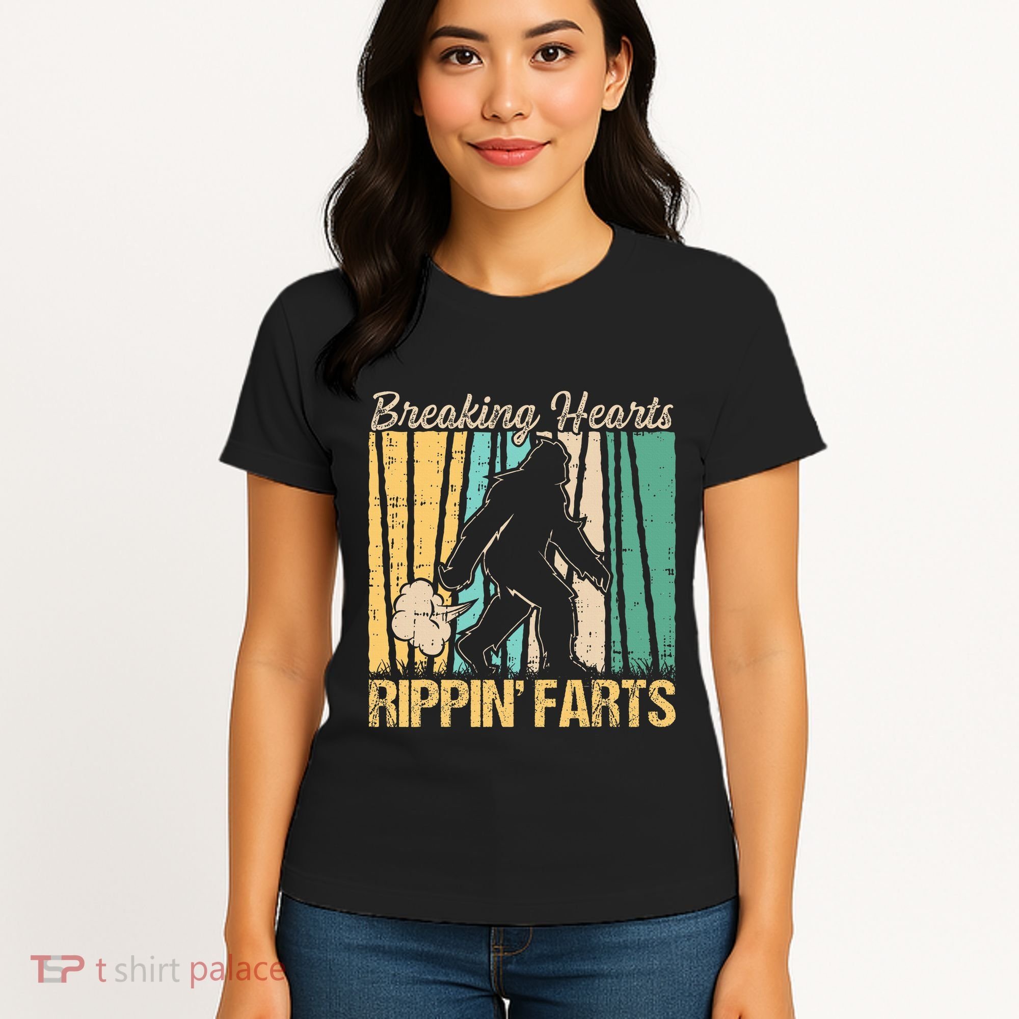 Funny Breaking Hearts Ripping Farts Sasquatch Bigfoot Women's T-Shirt