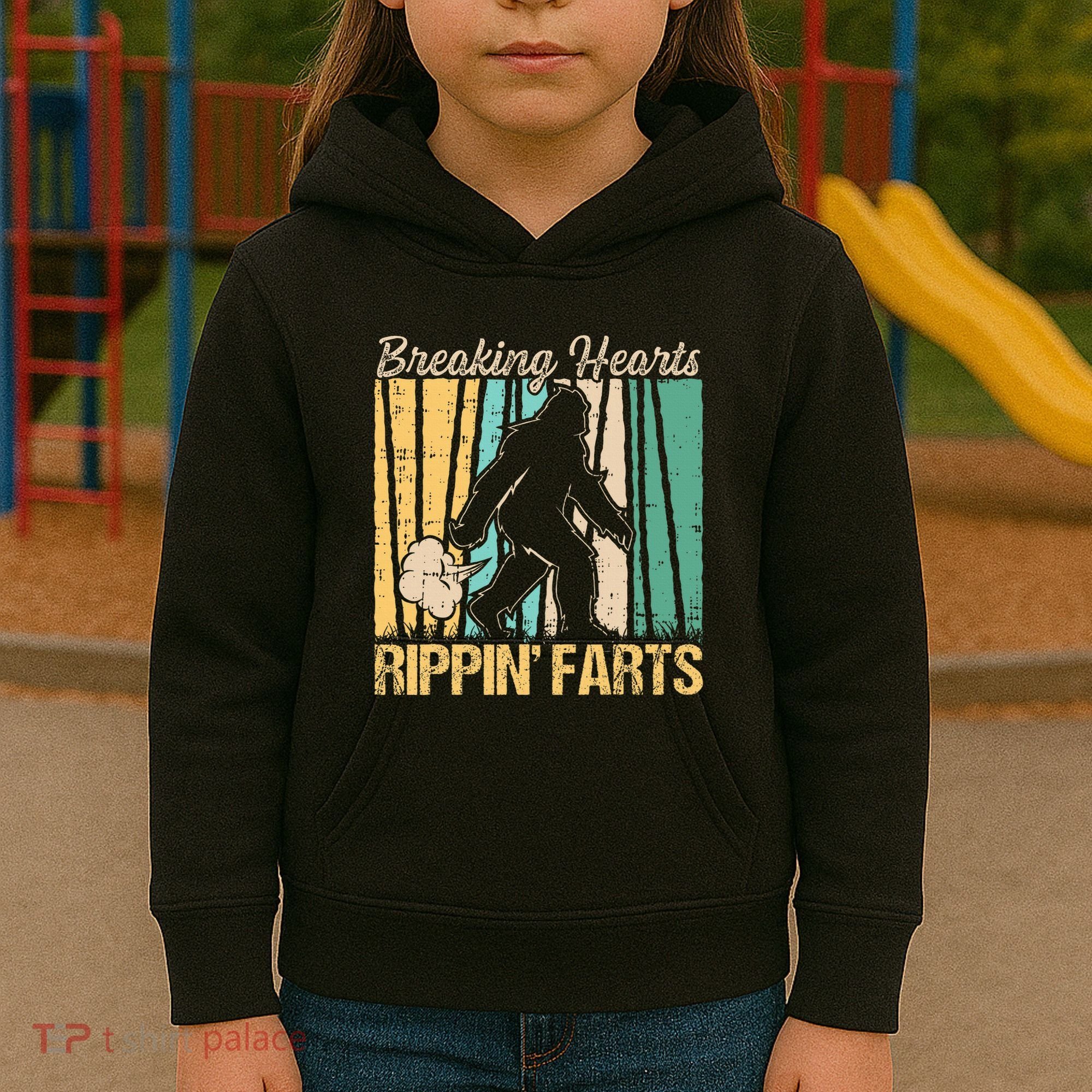 Funny Breaking Hearts Ripping Farts Sasquatch Bigfoot Kids Hoodie