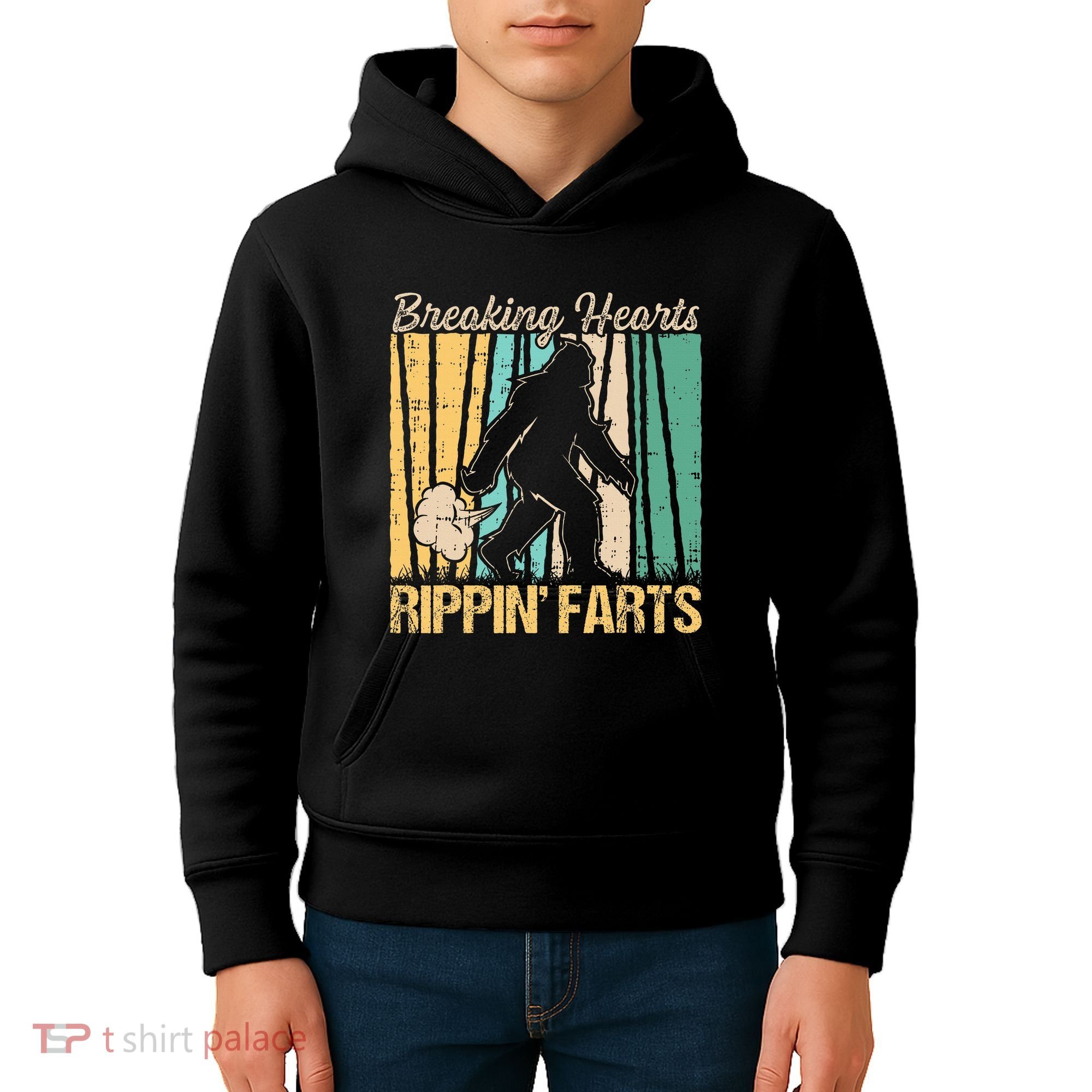 Funny Breaking Hearts Ripping Farts Sasquatch Bigfoot Kids Hoodie