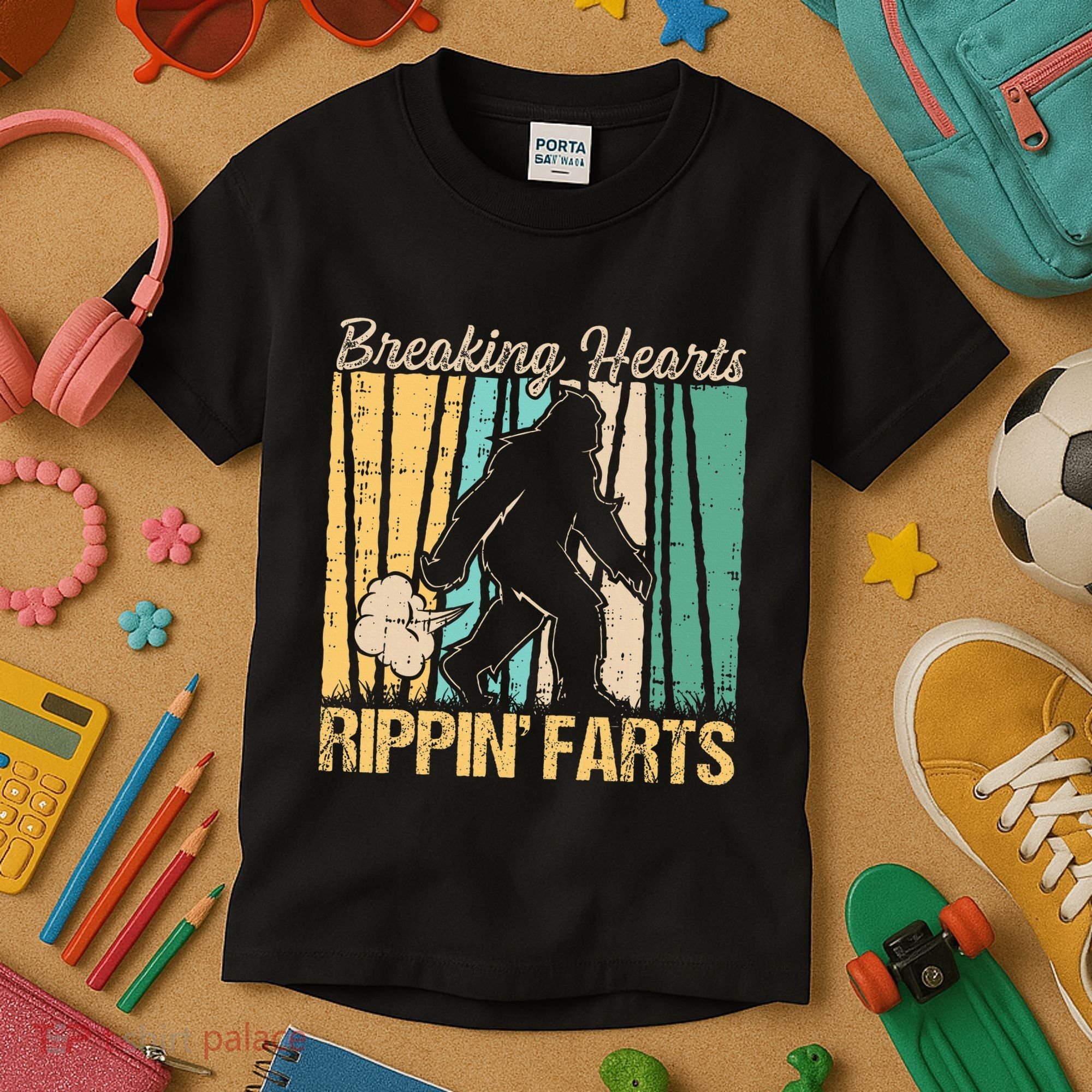 Funny Breaking Hearts Ripping Farts Sasquatch Bigfoot Kids T-Shirt