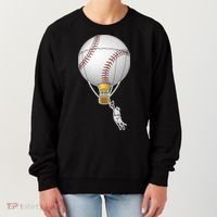 Funny Baseball Hot Air Balloon Baseball Catcher Women's Sweatshirt thumb 0