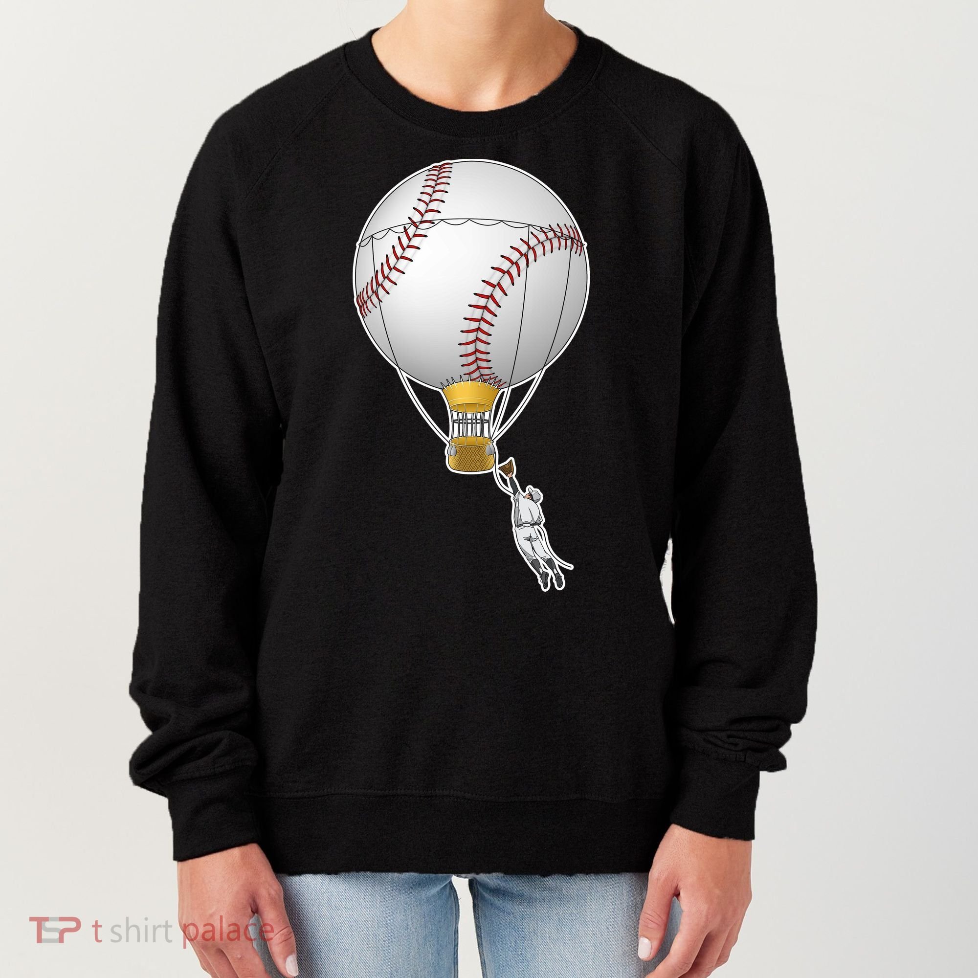 Funny Baseball Hot Air Balloon Baseball Catcher Women's Sweatshirt