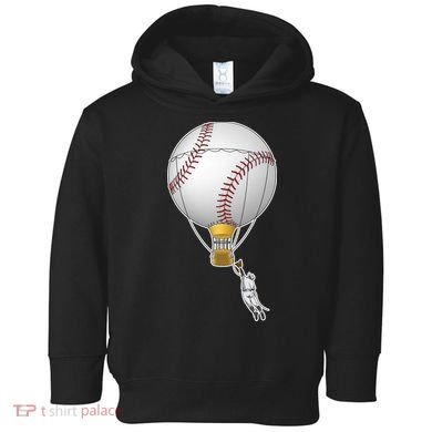 Funny Baseball Hot Air Balloon Baseball Catcher Toddler Hoodie