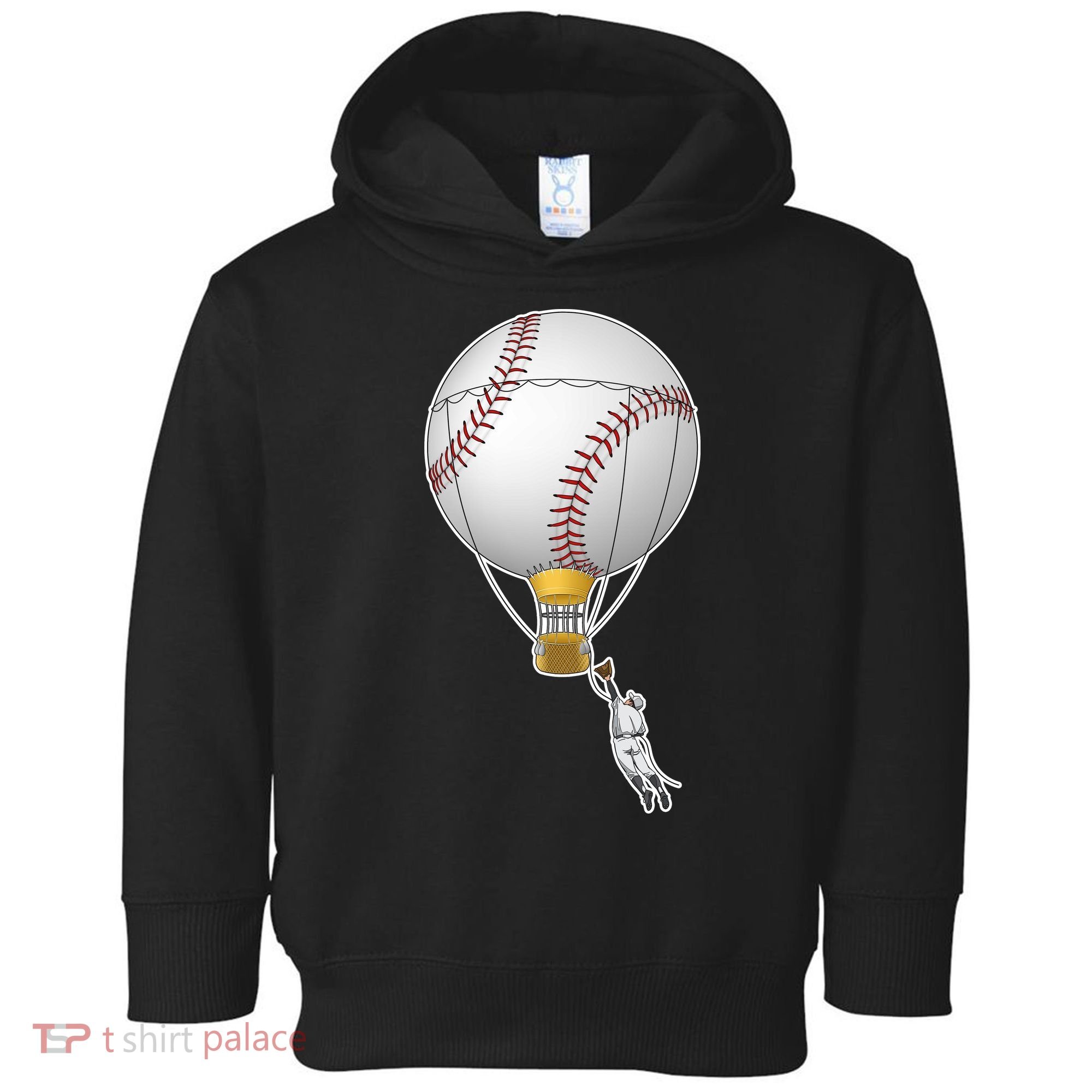 Funny Baseball Hot Air Balloon Baseball Catcher Toddler Hoodie