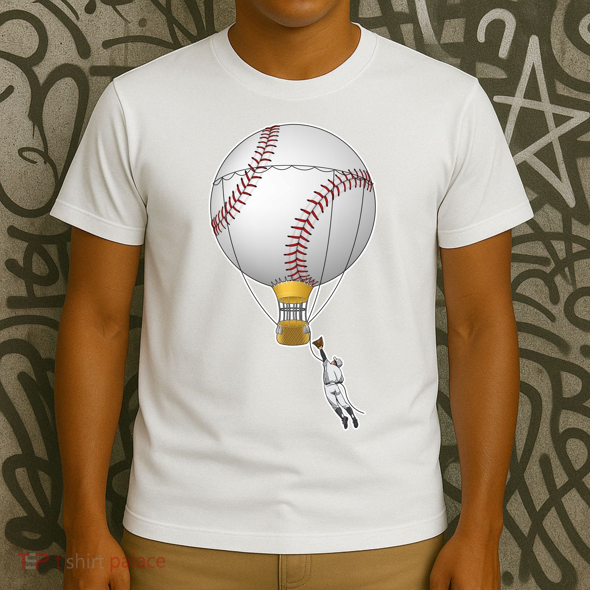 Funny Baseball Hot Air Balloon Baseball Catcher T-Shirt