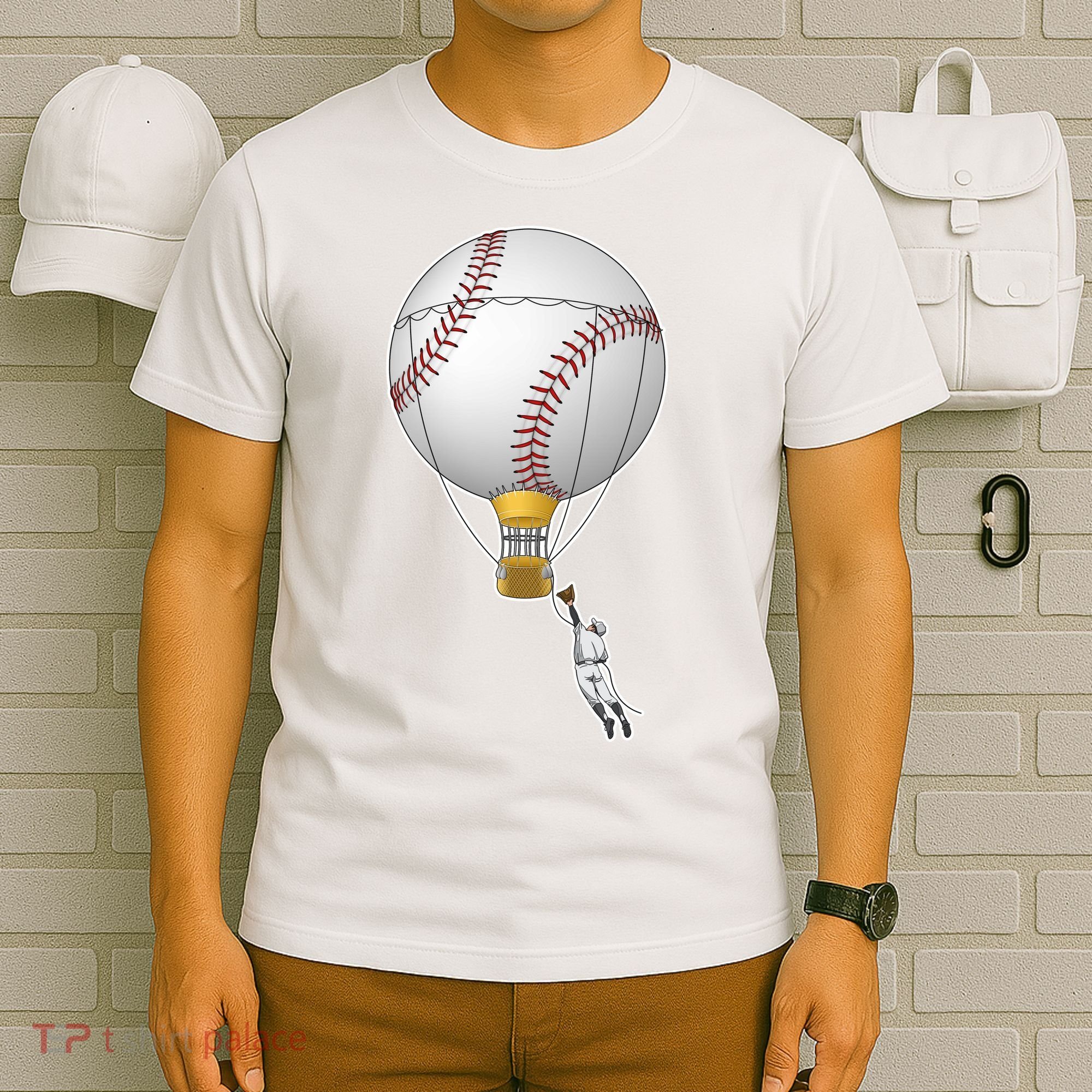 Funny Baseball Hot Air Balloon Baseball Catcher T-Shirt