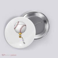 Funny Baseball Hot Air Balloon Baseball Catcher Button thumb 0