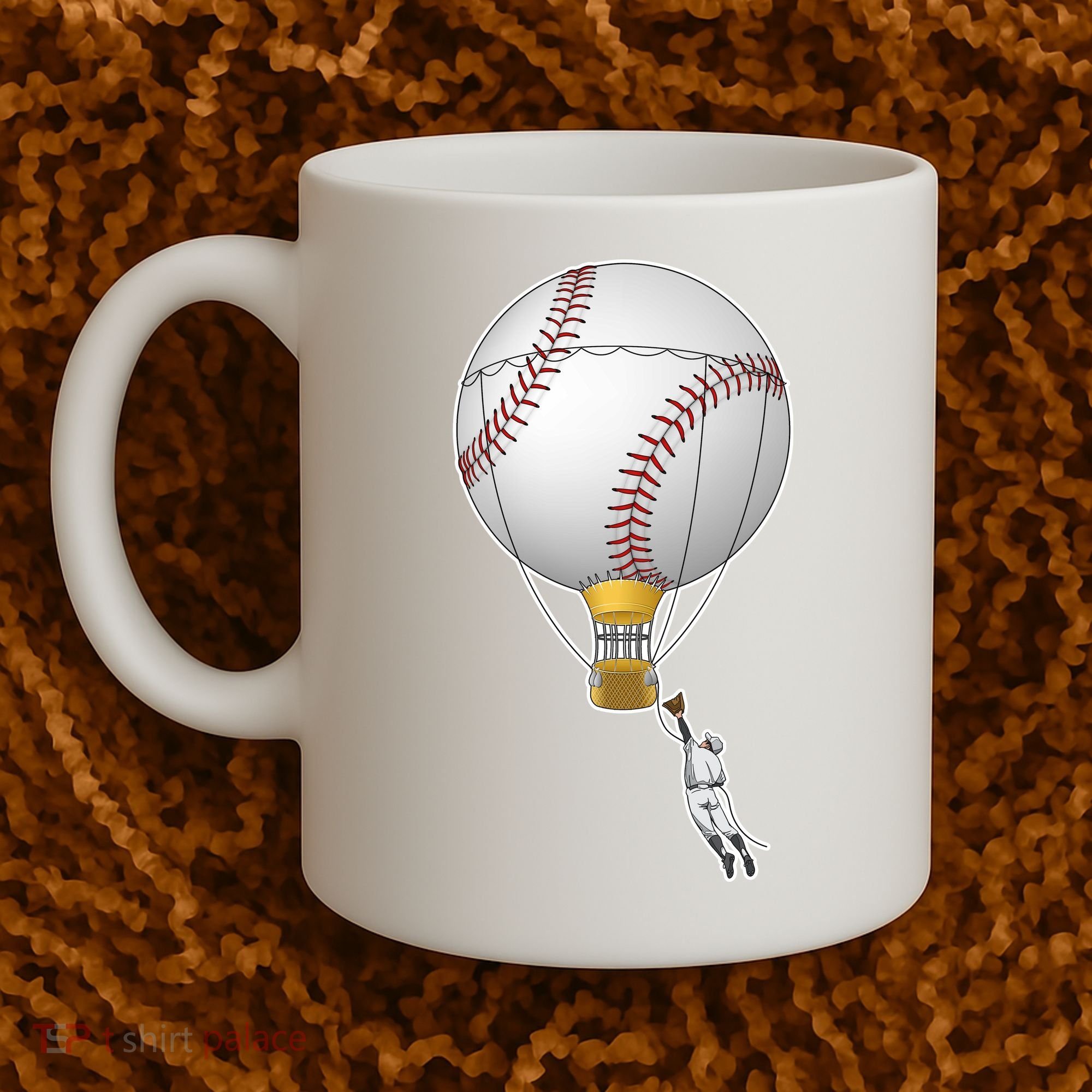 Funny Baseball Hot Air Balloon Baseball Catcher Coffee Mug