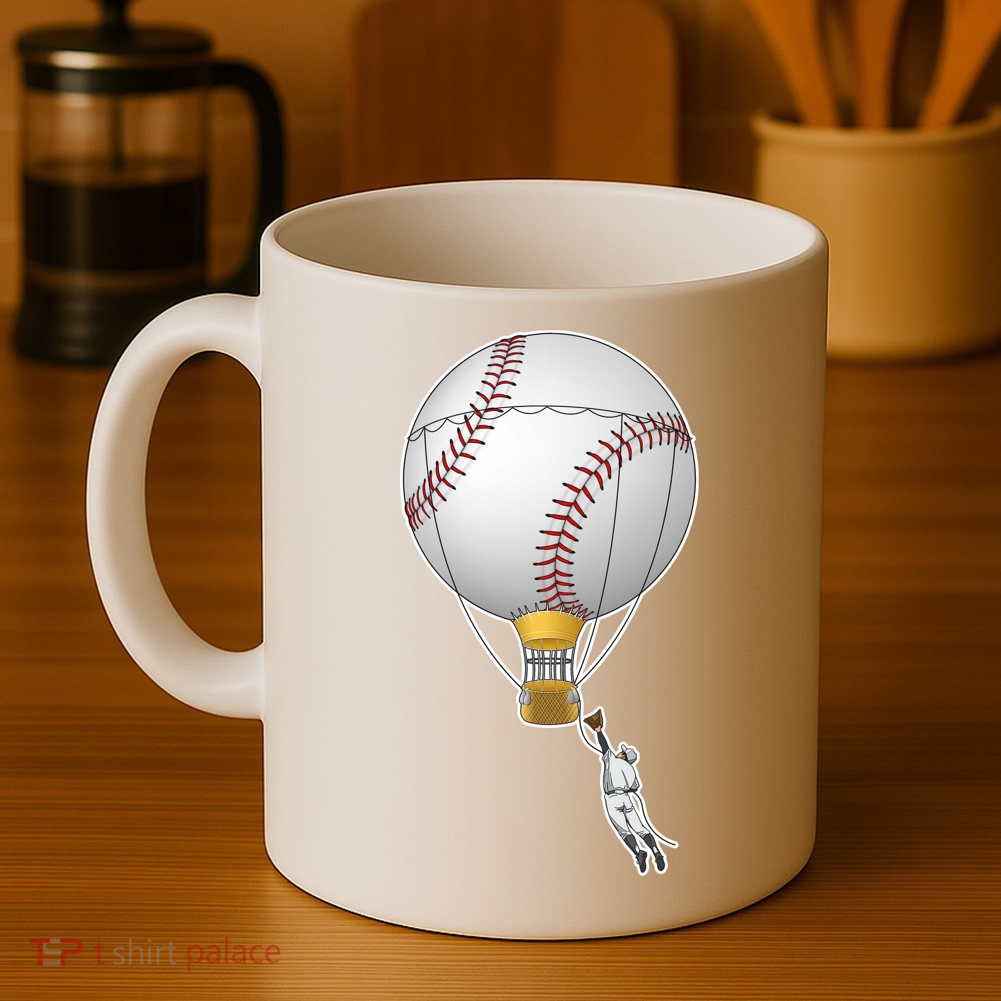Funny Baseball Hot Air Balloon Baseball Catcher Coffee Mug