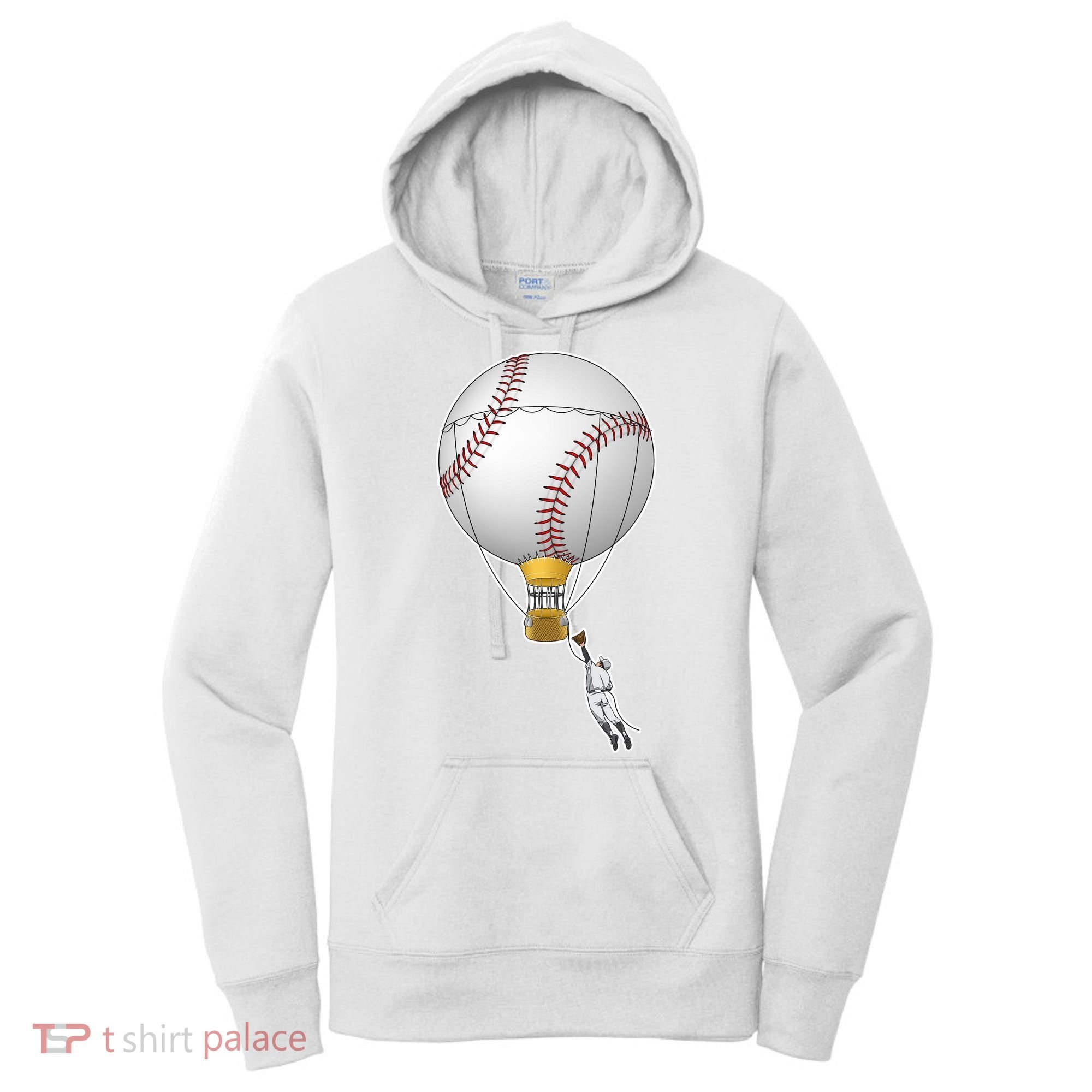 Funny Baseball Hot Air Balloon Baseball Catcher Women's Hoodie