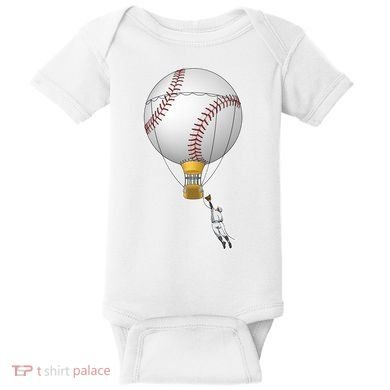 Funny Baseball Hot Air Balloon Baseball Catcher Baby Bodysuit