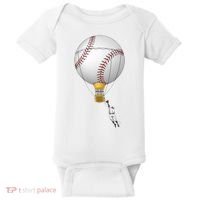 Funny Baseball Hot Air Balloon Baseball Catcher Baby Bodysuit thumb 0