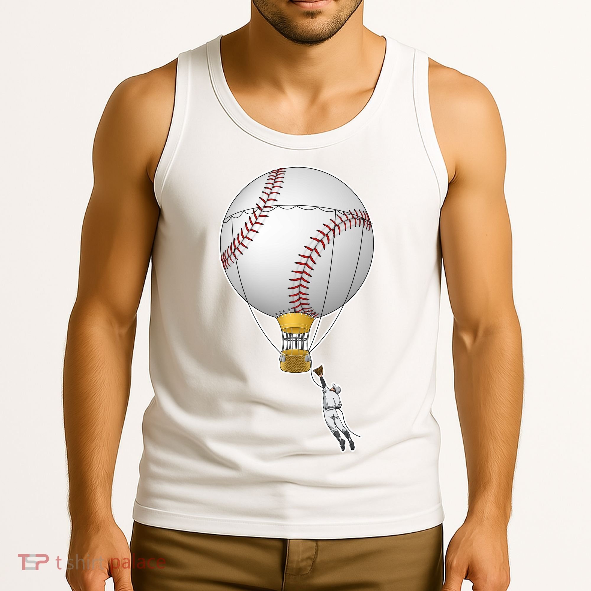 Funny Baseball Hot Air Balloon Baseball Catcher Tank Top