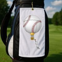 Funny Baseball Hot Air Balloon Baseball Catcher Golf Towel thumb 2