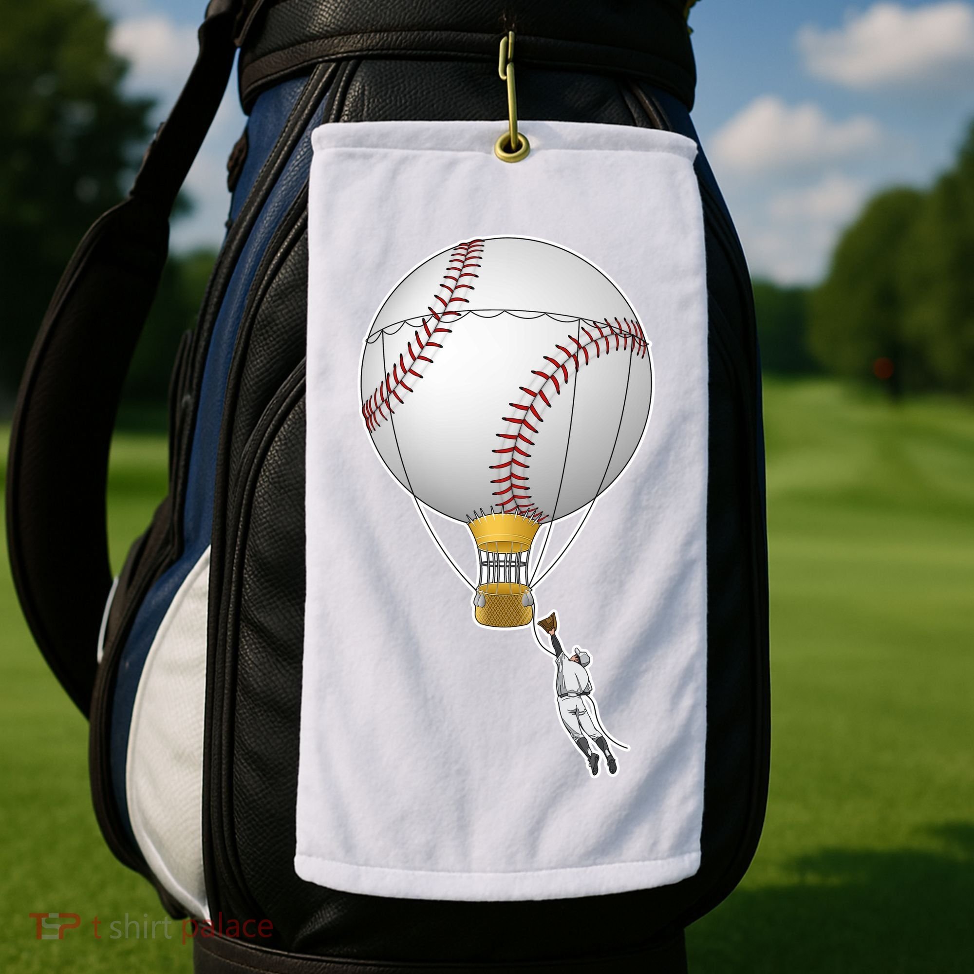Funny Baseball Hot Air Balloon Baseball Catcher Golf Towel