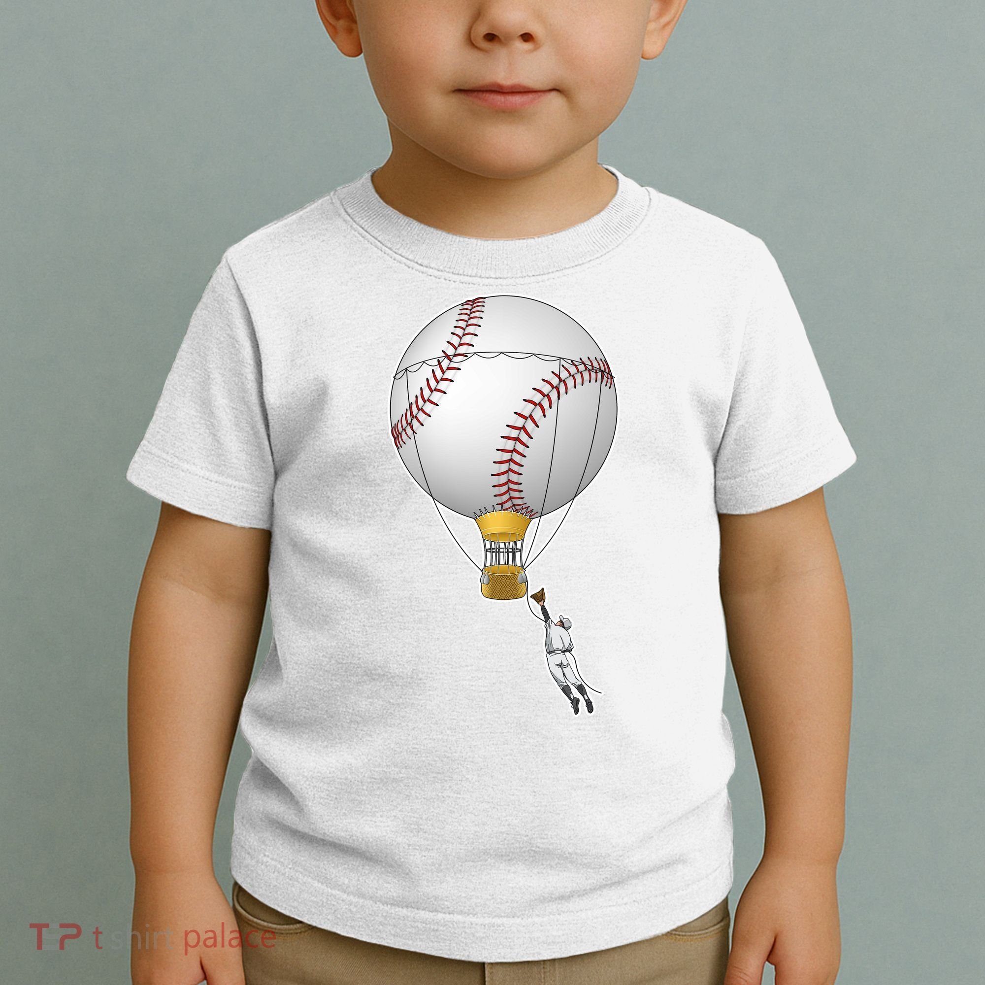 Funny Baseball Hot Air Balloon Baseball Catcher Toddler T-Shirt