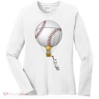 Funny Baseball Hot Air Balloon Baseball Catcher Women's Long Sleeve Shirt thumb 0