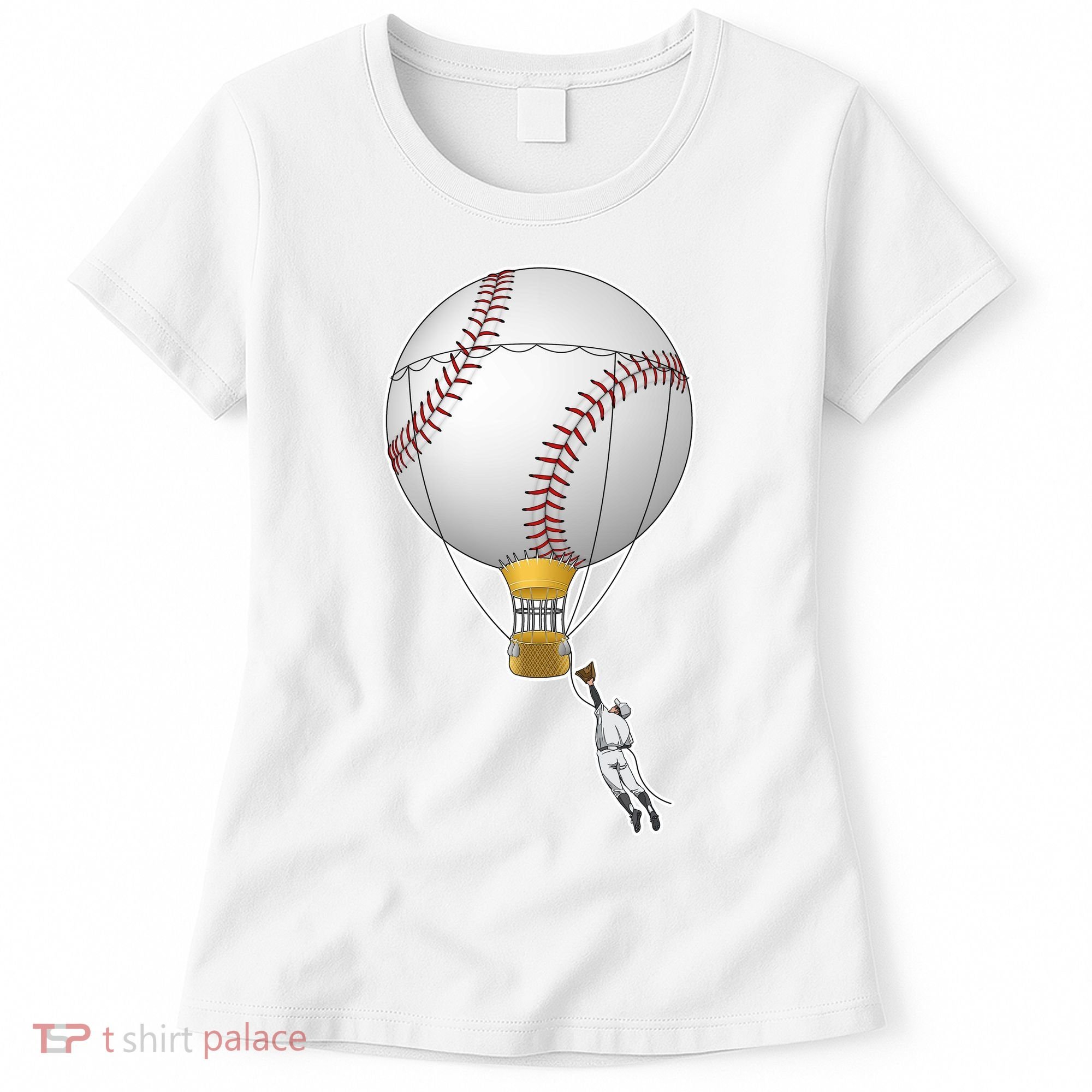 Funny Baseball Hot Air Balloon Baseball Catcher Women's T-Shirt