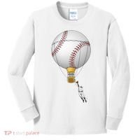 Funny Baseball Hot Air Balloon Baseball Catcher Kids Long Sleeve Shirt thumb 0