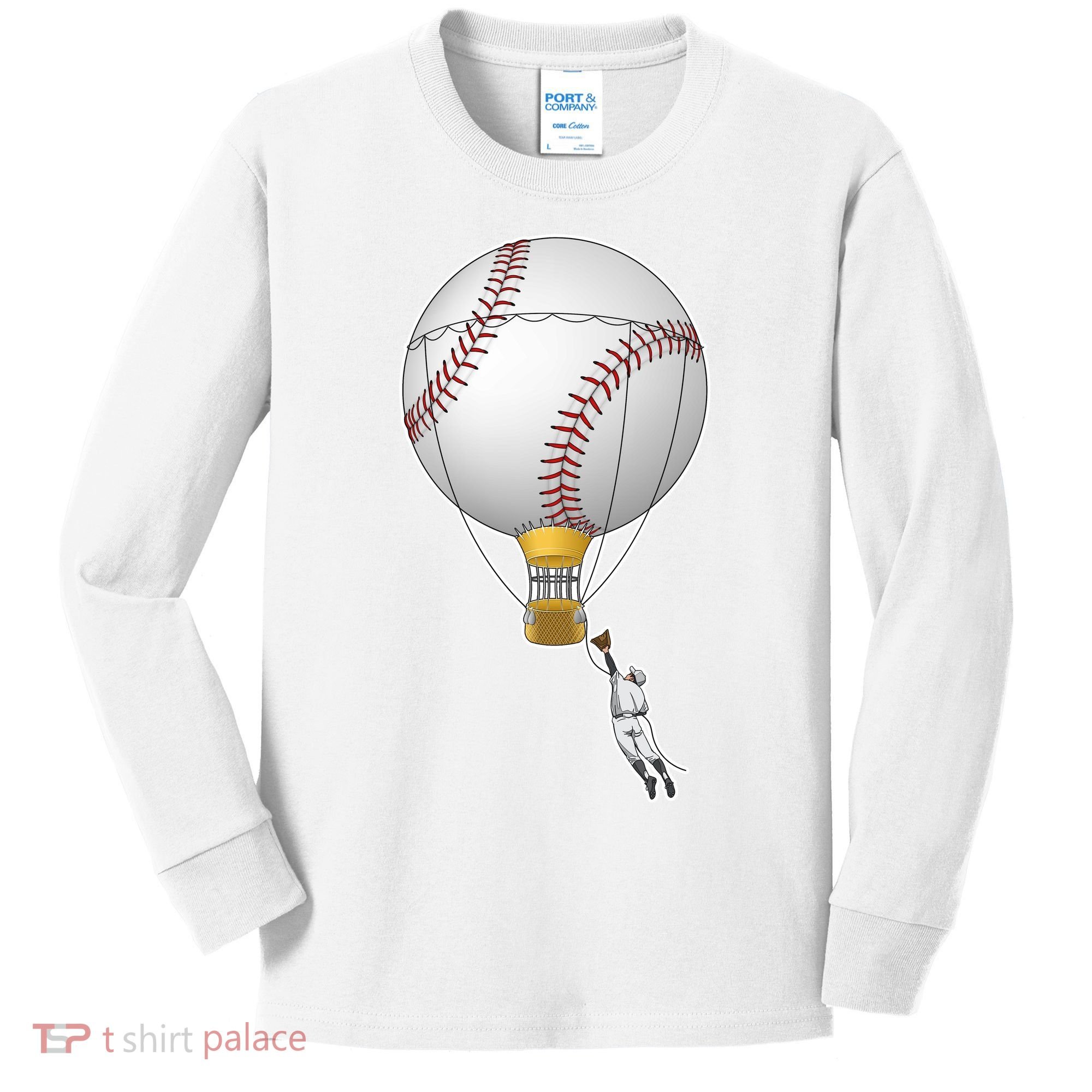 Funny Baseball Hot Air Balloon Baseball Catcher Kids Long Sleeve Shirt