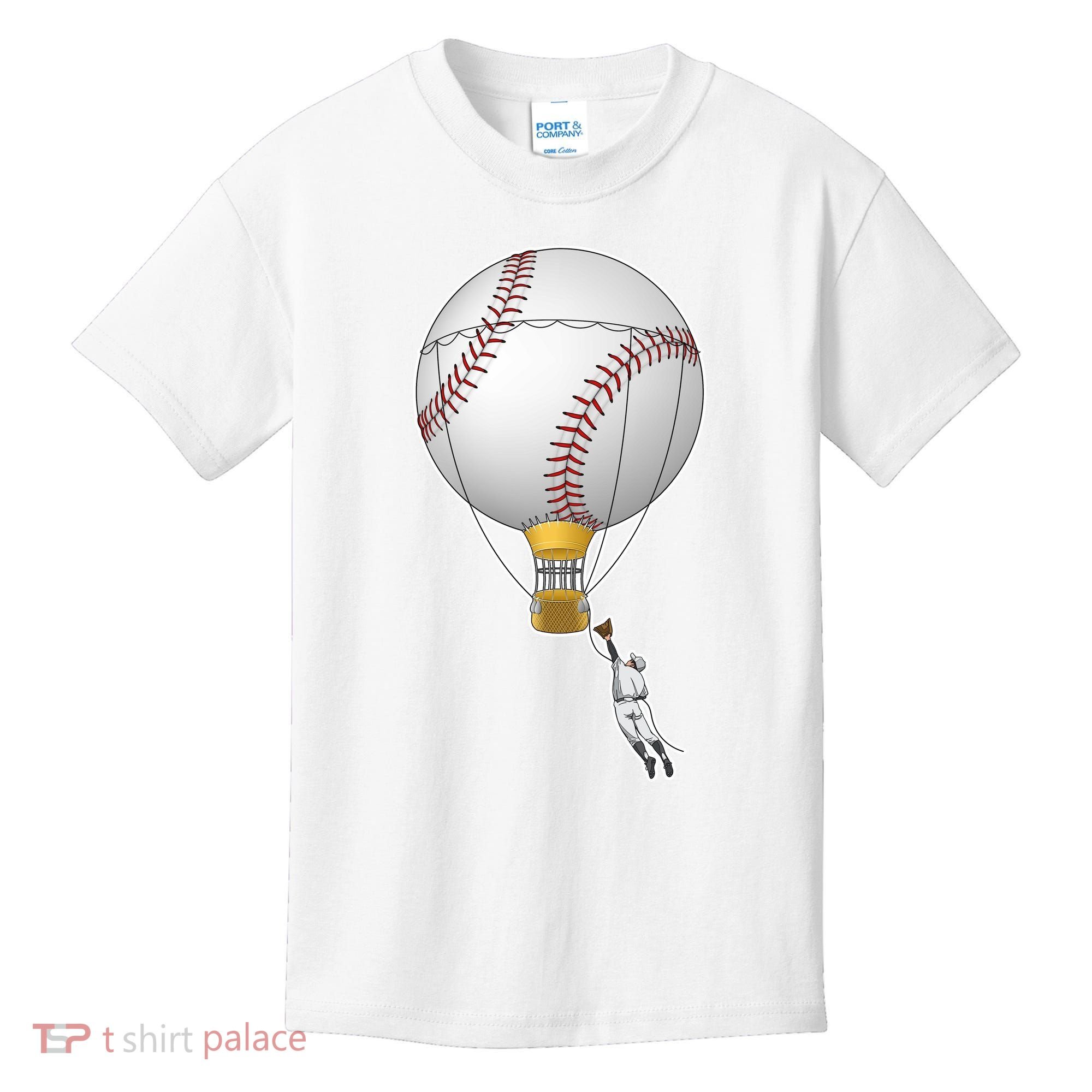 Funny Baseball Hot Air Balloon Baseball Catcher Kids T-Shirt