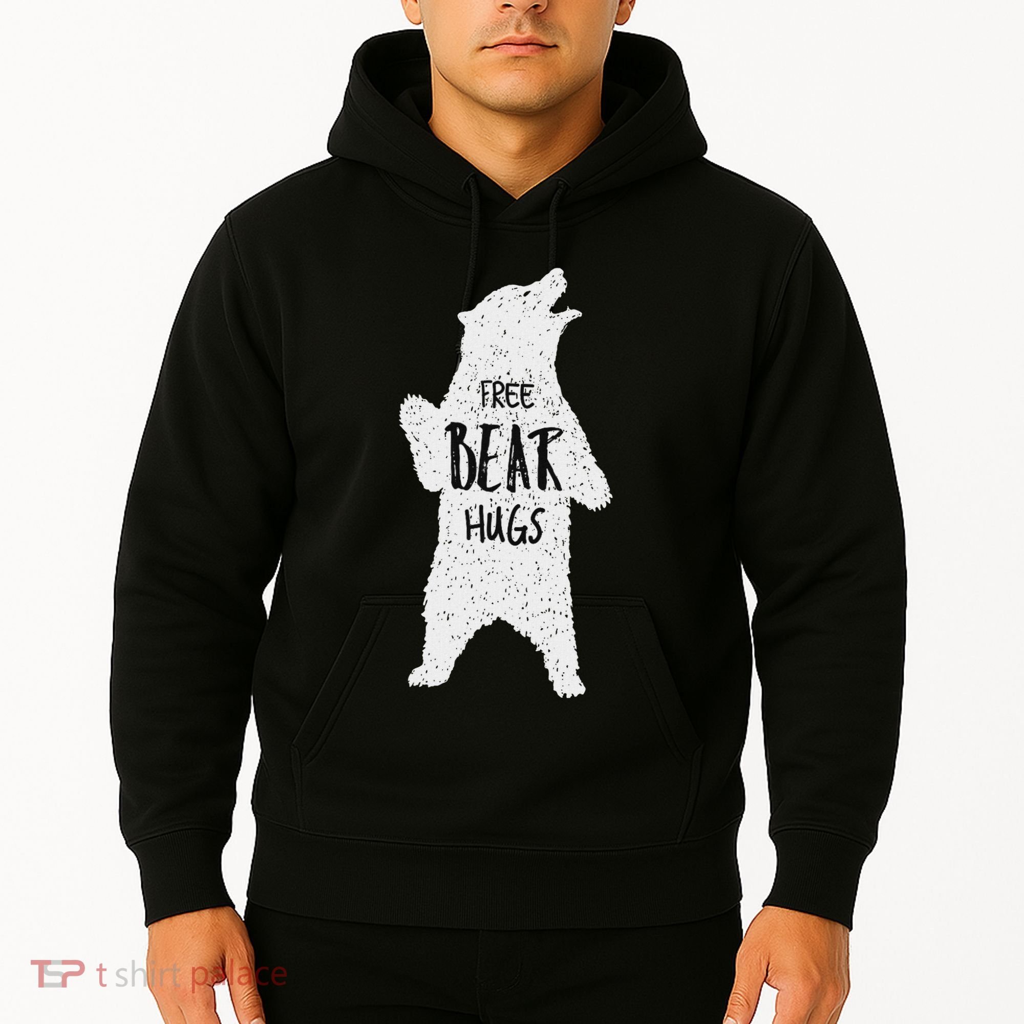 Free Bear Hugs From A Huge White Bear. Funny Bear Hug Hoodie