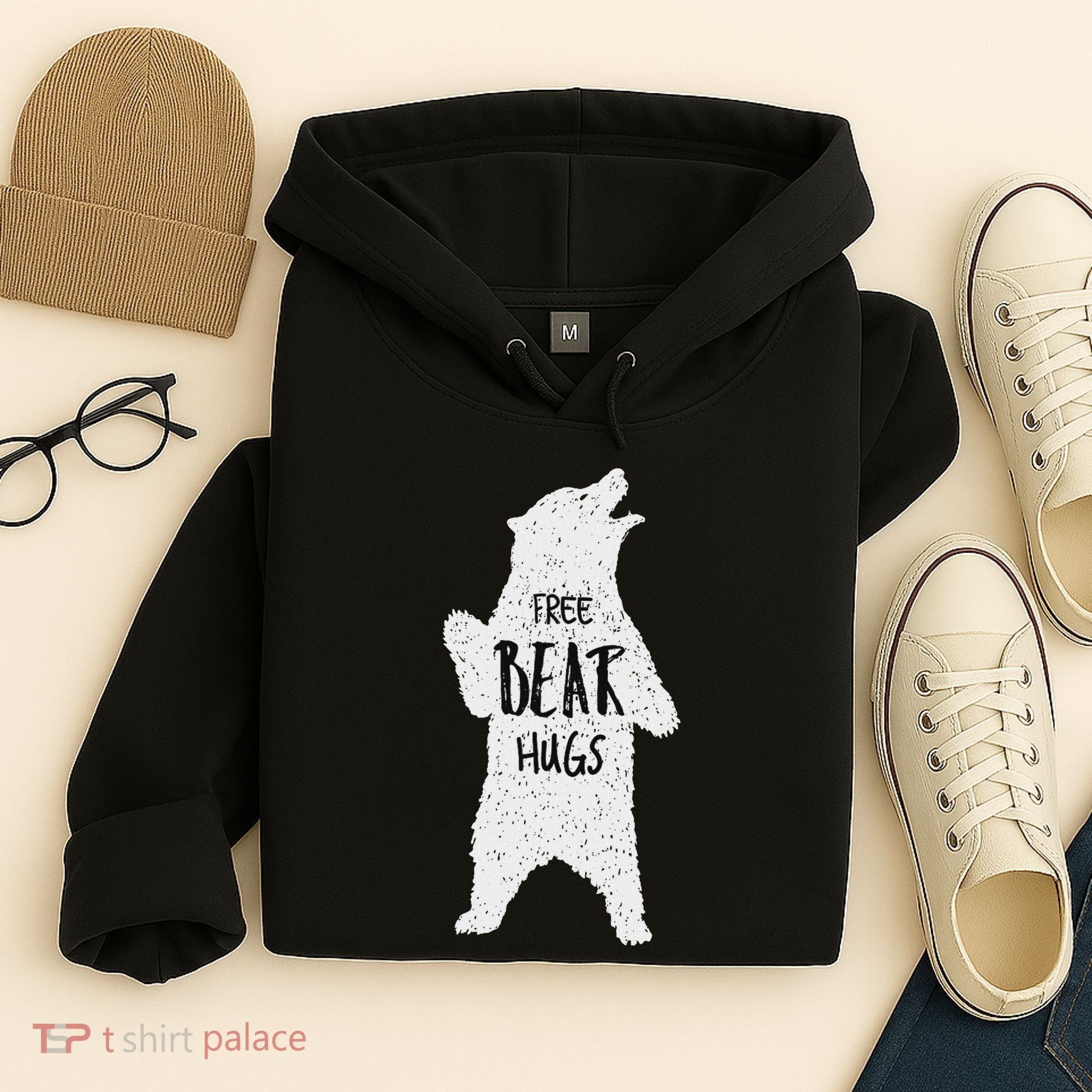 Free Bear Hugs From A Huge White Bear. Funny Bear Hug Hoodie