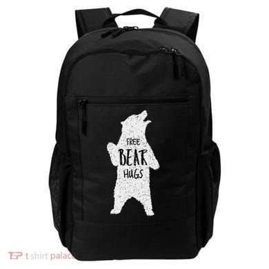 Free Bear Hugs From A Huge White Bear. Funny Bear Hug Backpack