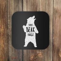 Free Bear Hugs From A Huge White Bear. Funny Bear Hug Coaster thumb 0