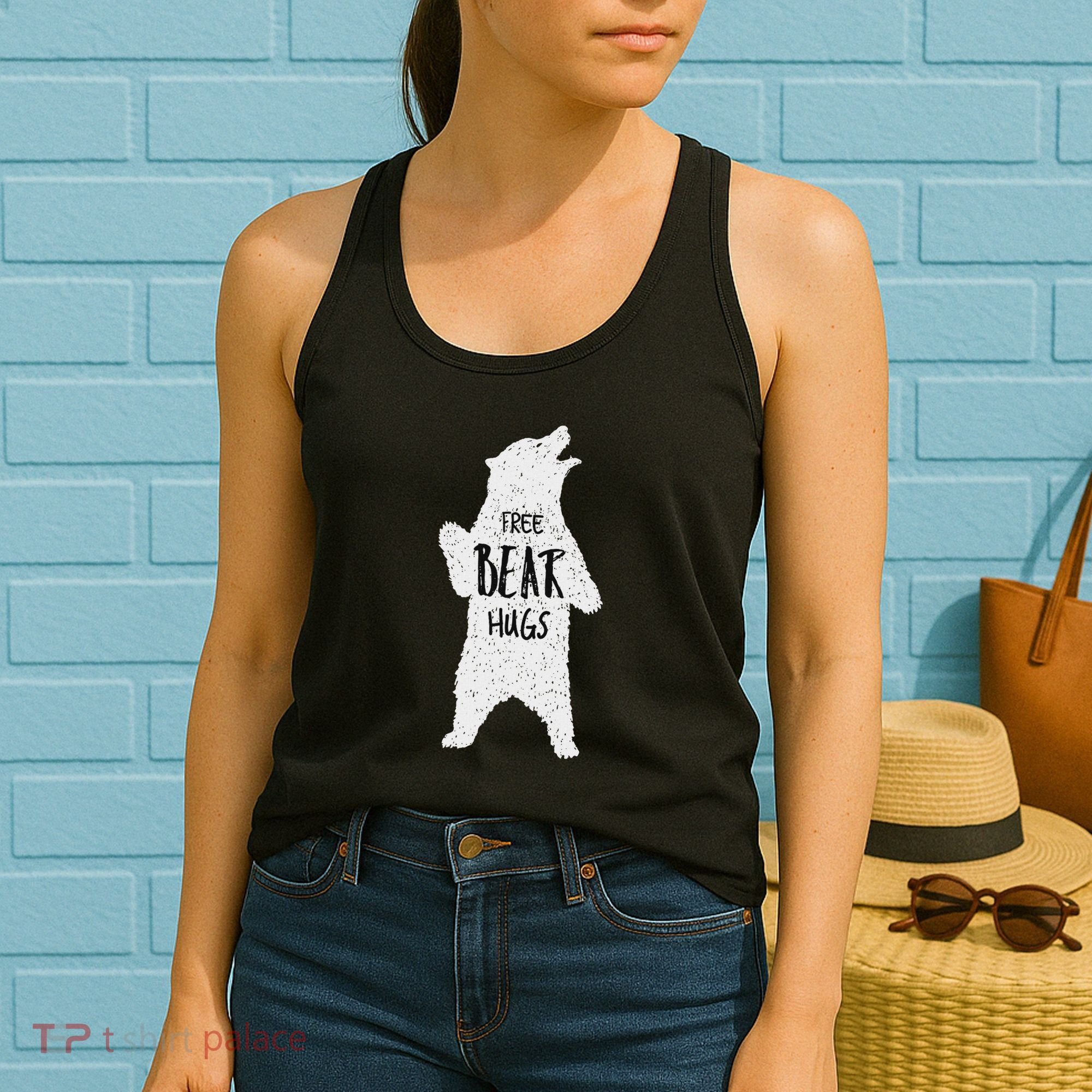 Free Bear Hugs From A Huge White Bear. Funny Bear Hug Women's Tank Top