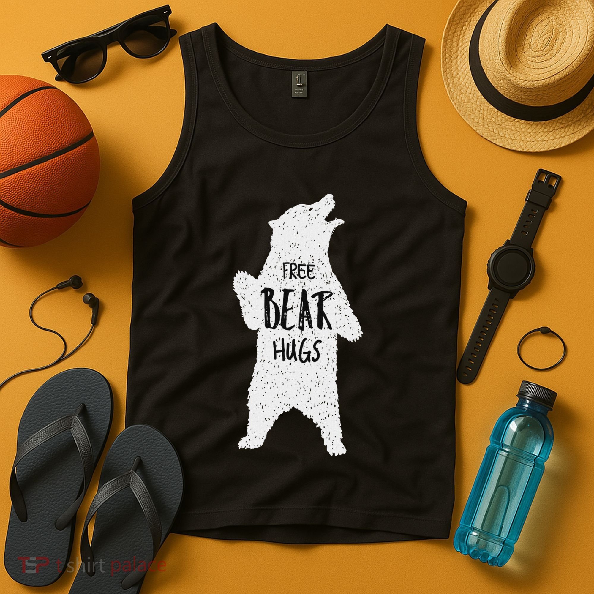Free Bear Hugs From A Huge White Bear. Funny Bear Hug Tank Top