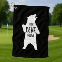 Free Bear Hugs From A Huge White Bear. Funny Bear Hug Golf Towel thumb 1
