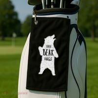 Free Bear Hugs From A Huge White Bear. Funny Bear Hug Golf Towel thumb 2