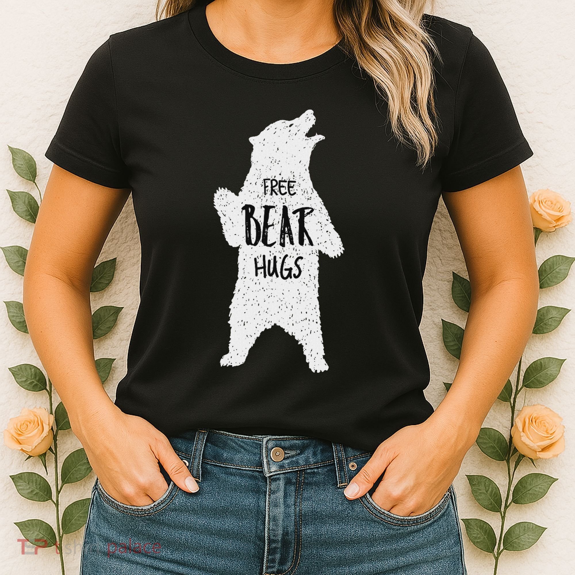 Free Bear Hugs From A Huge White Bear. Funny Bear Hug Women's T-Shirt
