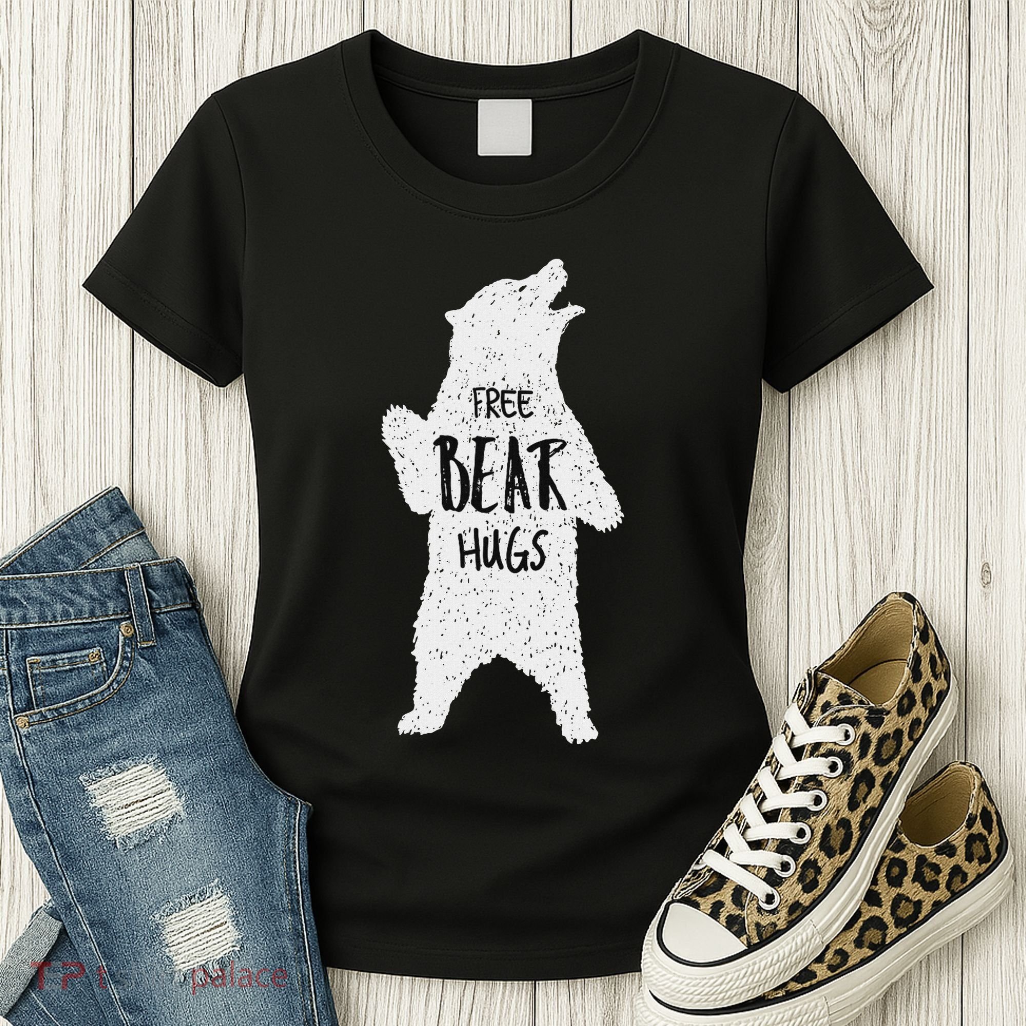 Free Bear Hugs From A Huge White Bear. Funny Bear Hug Women's T-Shirt