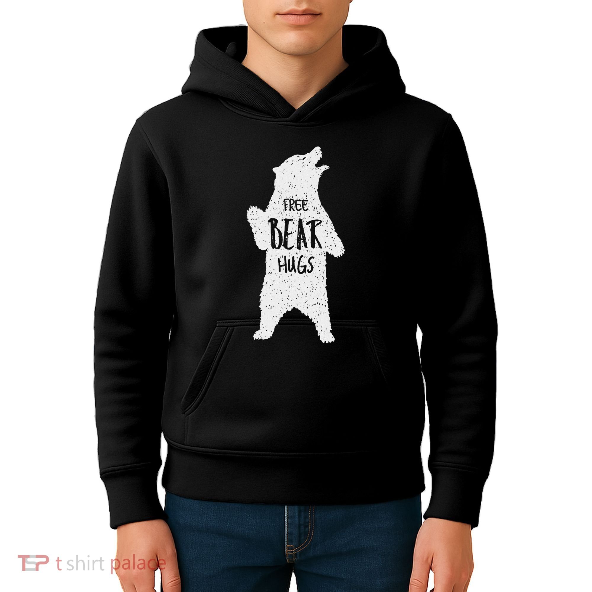 Free Bear Hugs From A Huge White Bear. Funny Bear Hug Kids Hoodie