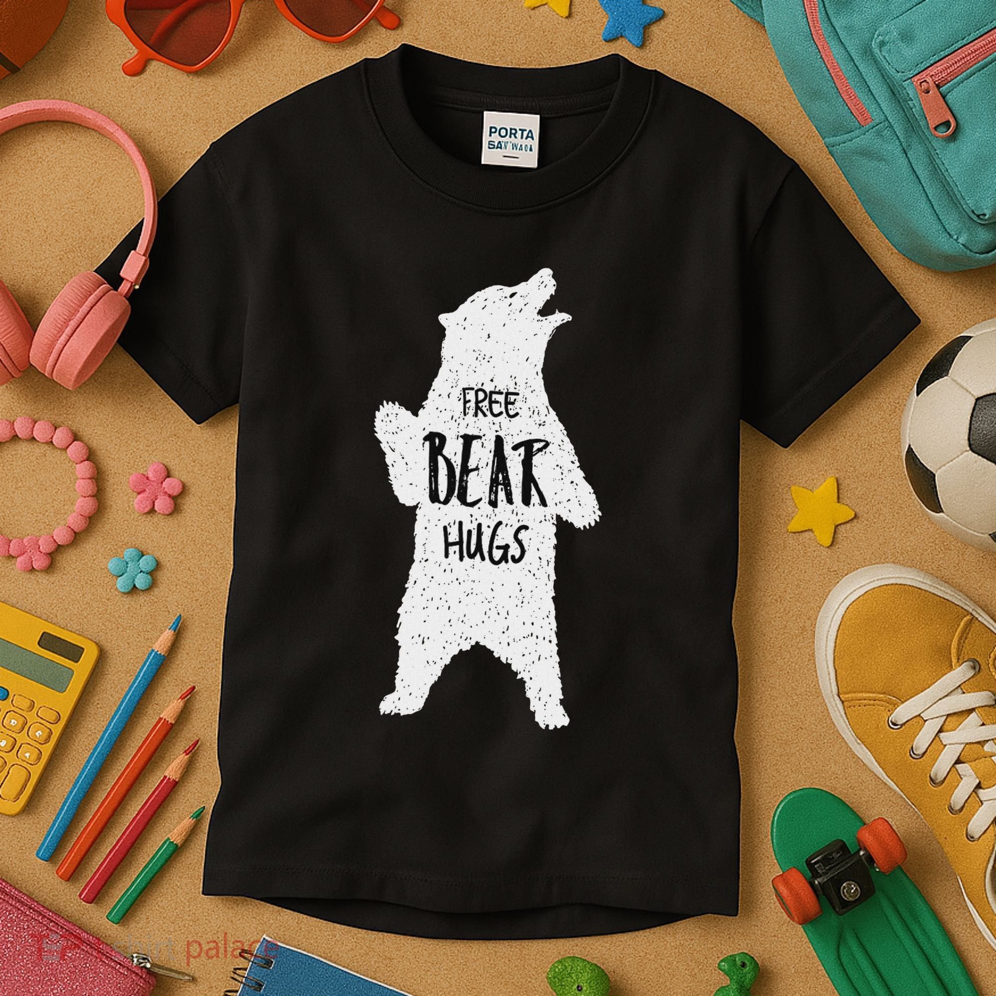 Free Bear Hugs From A Huge White Bear. Funny Bear Hug Kids T-Shirt